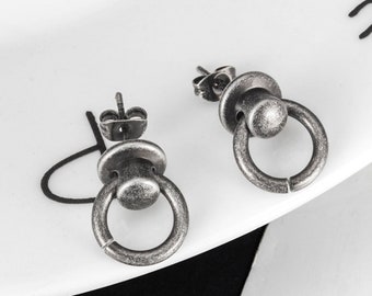 Stainless steel earrings hoop earrings circle earrings geometry earrings stud earrings Mens earrings Punk gift by Dark Dream Jewellery