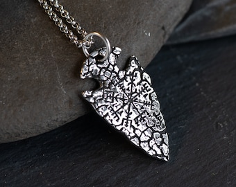 Stainless Steel Viking Arrowhead Pendant Necklace, Mens Punk Jewelry