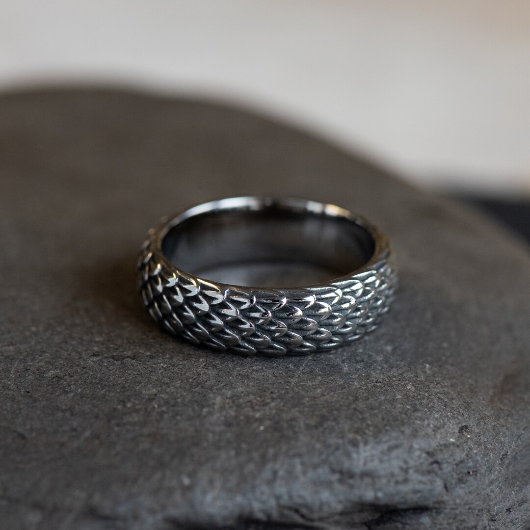 VINTAGE DRAGON SCALE STAINLESS STEEL RING