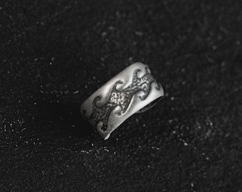 Sterling Silver Viking Wave Ear Cuff - Gothic Punk Jewelry