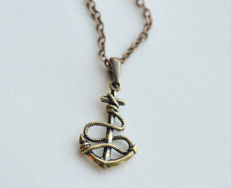 Mens anchor necklace copper brass necklace pendant Mens necklace Punk gift by Dark Dream Jewellery