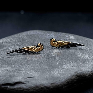 Sterling Silver Angel Wing Stud Earrings, Feather Jewelry image 5
