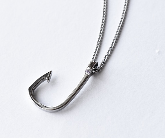 Silver fish hotsell hook necklace