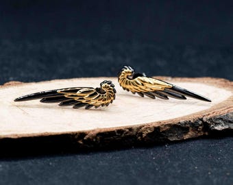 Sterling Silver Angel Wing Stud Earrings, Feather Jewelry