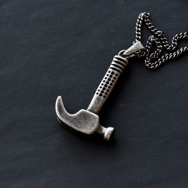 Stainless steel necklace hammer necklace Mens necklace pendant Punk gift by Dark Dream Jewellery