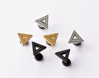 Stainless steel earrings screw back earring viking earrings geometric triangle earrings Mens earrings Punk gift by Dark Dream