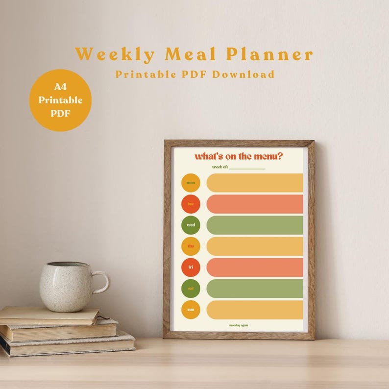 Weekly Meal Planner Printable | Minimalist Planner Pages A4 Digital ...