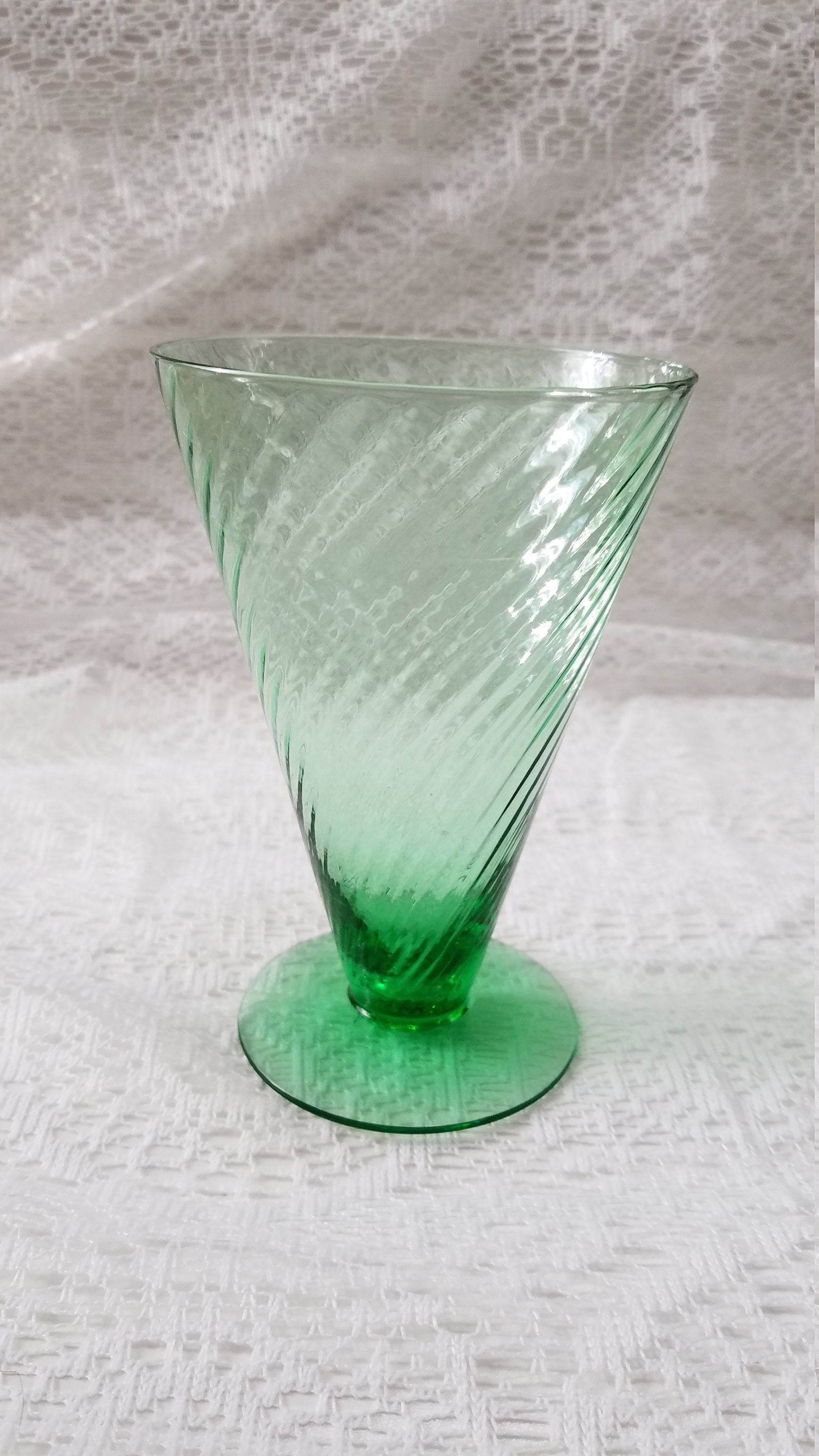 5 Vintage Green Depression Glasses Etsy