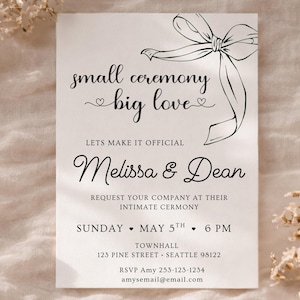 Micro Wedding Invite Template Editable | Intimate Wedding Invitation Printable & Digital | Small Ceremony Canva Download
