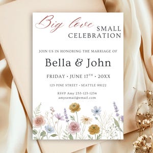 Micro Wedding Invite Template Editable | Intimate Wedding Invitation Printable | Small Wedding Digital Canva Download | Mobile Invitation