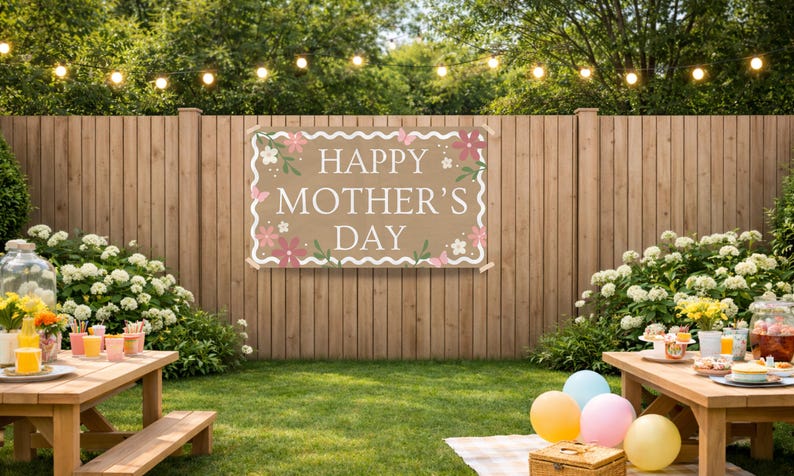 Mother’s Day banner template to finished painted sign DIY project using printable Canva design