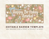Banner Template Canva, Editable Birthday Banner Template Any Size, Graduation Banner, Printable Party Banner,DIY Project Paint Banner