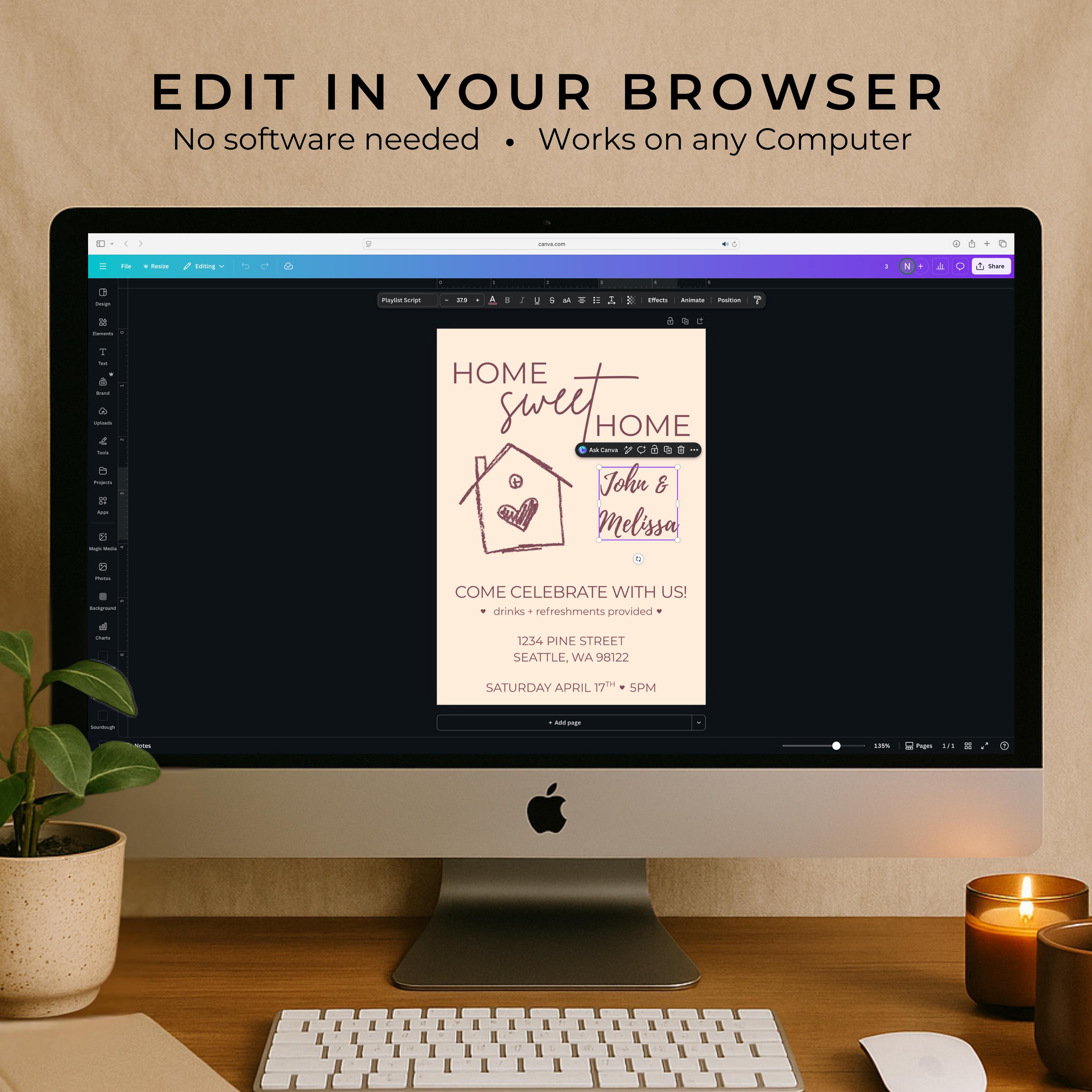 Editable Housewarming Invitation Template, New Home Party Invite ...