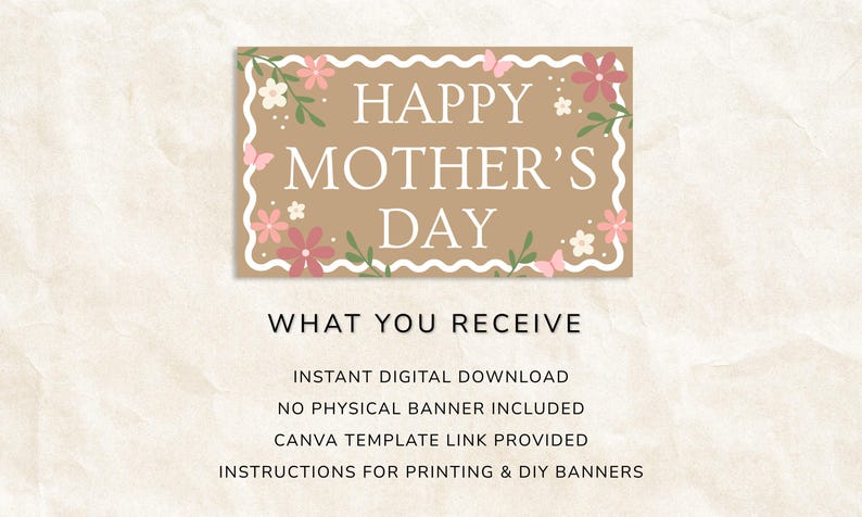 How to use printable banner template in Canva for Mother’s Day sign print trace and paint steps