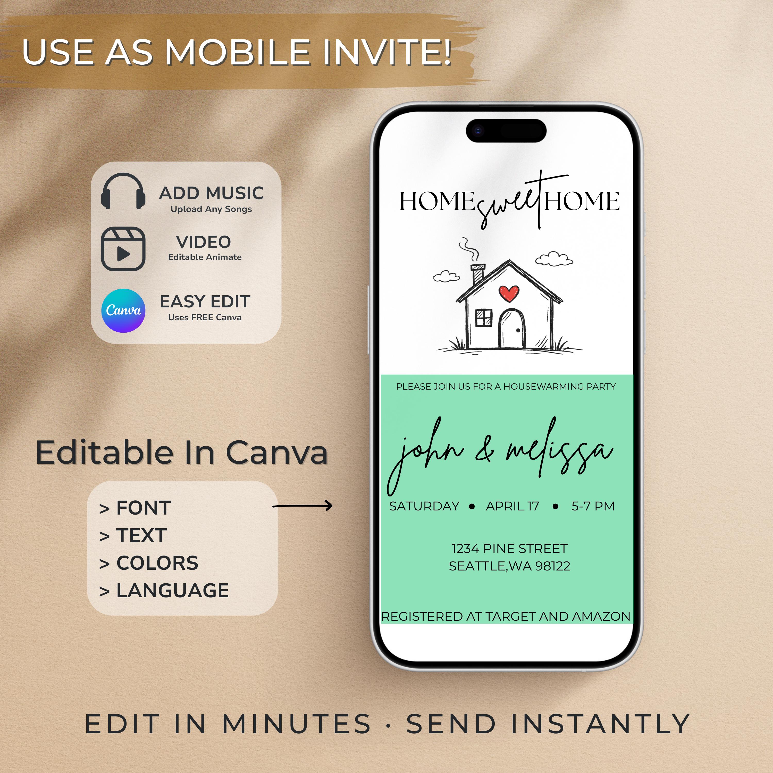 Editable Housewarming Invitation Template, New Home Party Invite ...