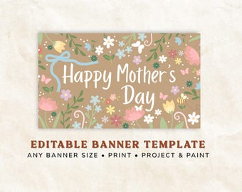 Editable Mother’s Day Banner Template, Custom Mom Sign, Printable Banner,DIY Paint or Print Design,Canva Download 60x36,Digital Download