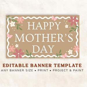Mother’s Day banner template editable in Canva printable large sign for mom DIY banner design