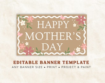 Mother’s Day Banner Template, Editable Canva Banner, Printable Mom Banner, DIY Paint Banner Template, 60x36 Large Sign, Custom Gift Decor