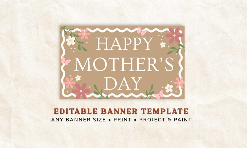 Mother’s Day banner template editable in Canva printable large sign for mom DIY banner design