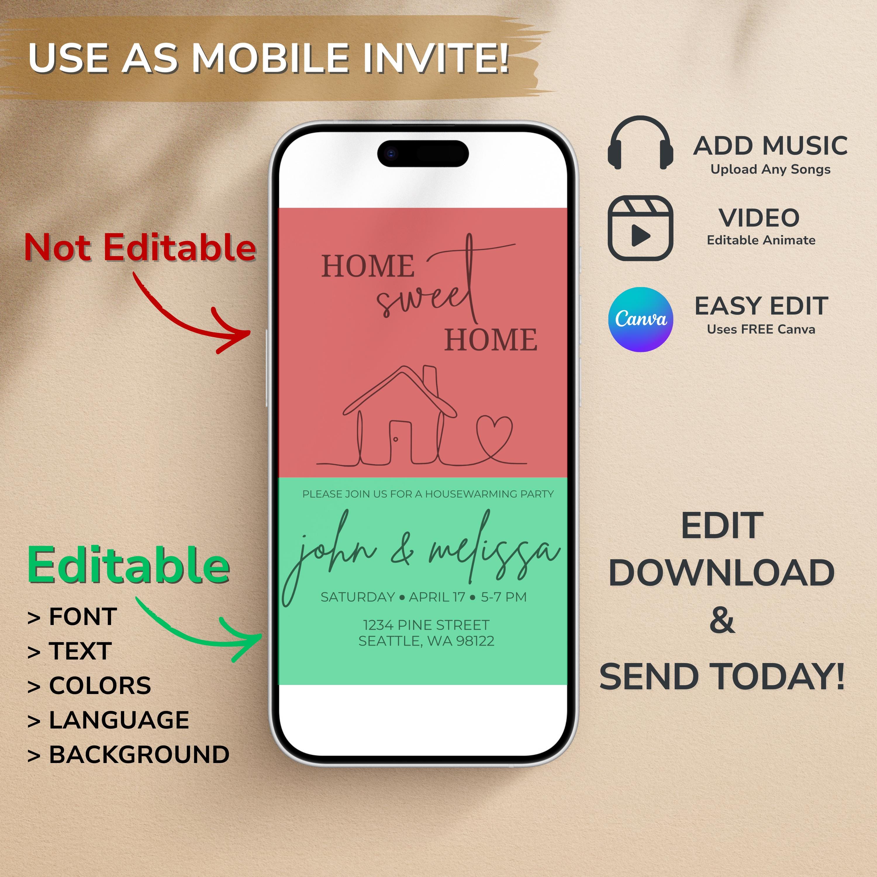 Editable Housewarming Invitation Template, Instant Download New Home ...