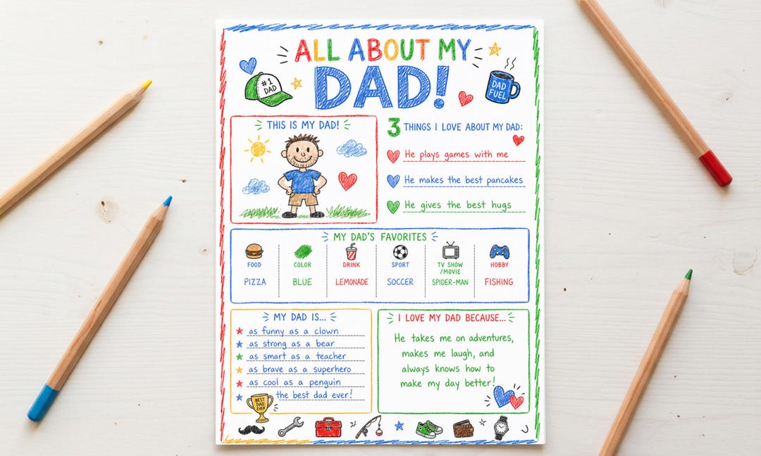 All About My Dad Printable Fathers Day Activity for Kids, Classroom ...