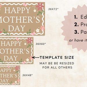 Editable banner template for Mother’s Day clean layout Canva design for printing or projecting onto surface