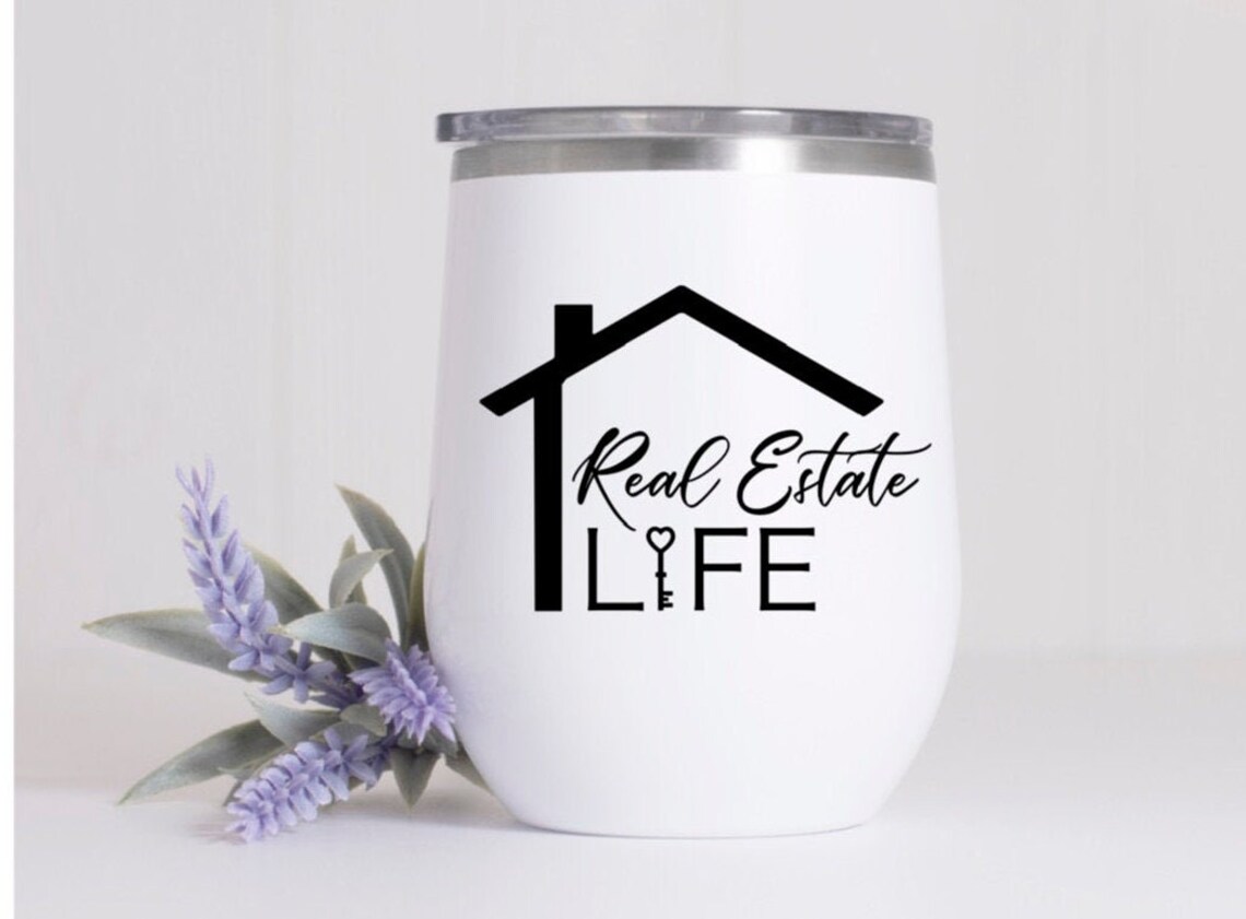 Real Estate Life Tumbler Wine Glass Stemless Drinking Cup Etsy