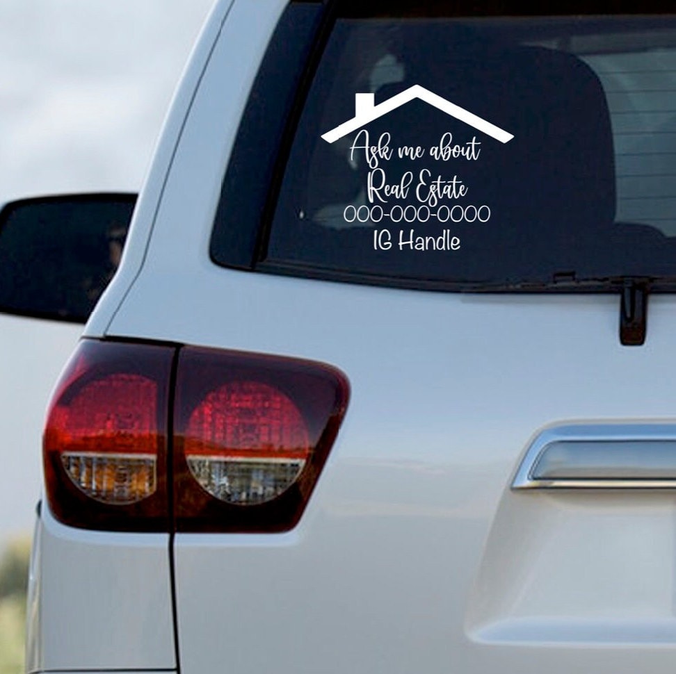 Real Estate Ask me about Real Estate Car Decal with custom personalization Gift Home Real Estate Marketing realtor life faith