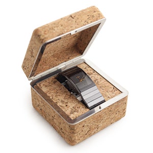 Luxury Natural Cork Watch Box with Metal Frame