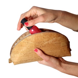 Bolsa de cosméticos de corcho natural hecha de material de corcho vegano ecológico totalmente natural