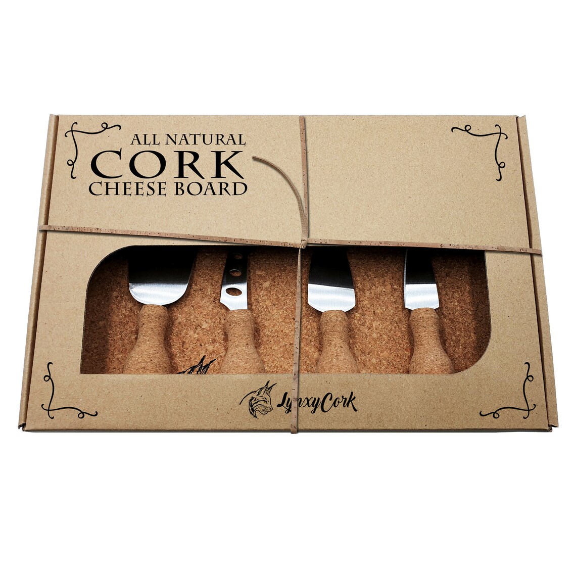 Cork Cheese Board Cork Cheese Set 4 Four Knives Natural Etsy