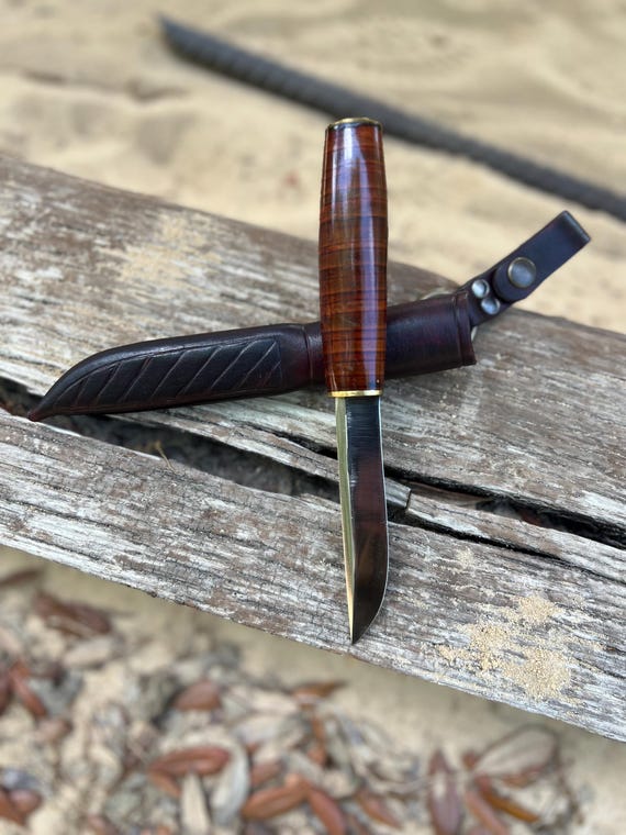Forged L6 Steel Puukko Knife With Leather Sheath - Etsy