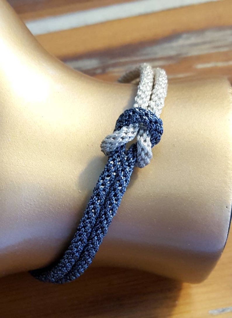 Woven Metallic String Friendship Bracelet Stocking Stuffer Silver and Gunmetal Love Knot Bracelet Ready to Ship Gift for Her