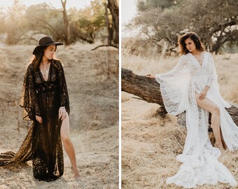 black lace bohemian dress
