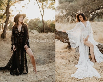 boho black lace dress