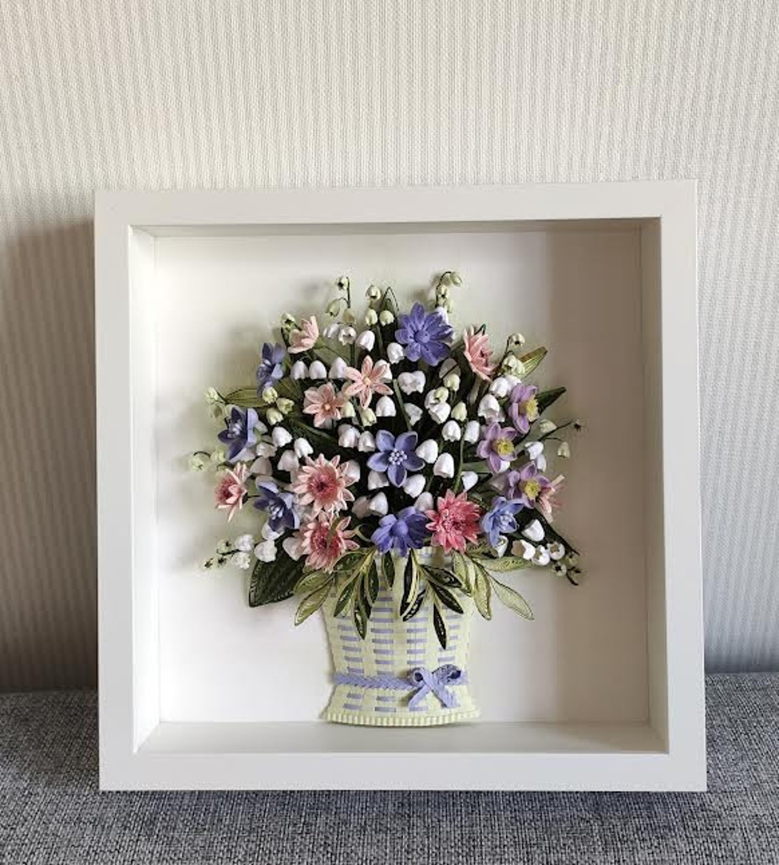 3D Paper Quilling Spring Flowers in a Basket Lilies of the Etsy