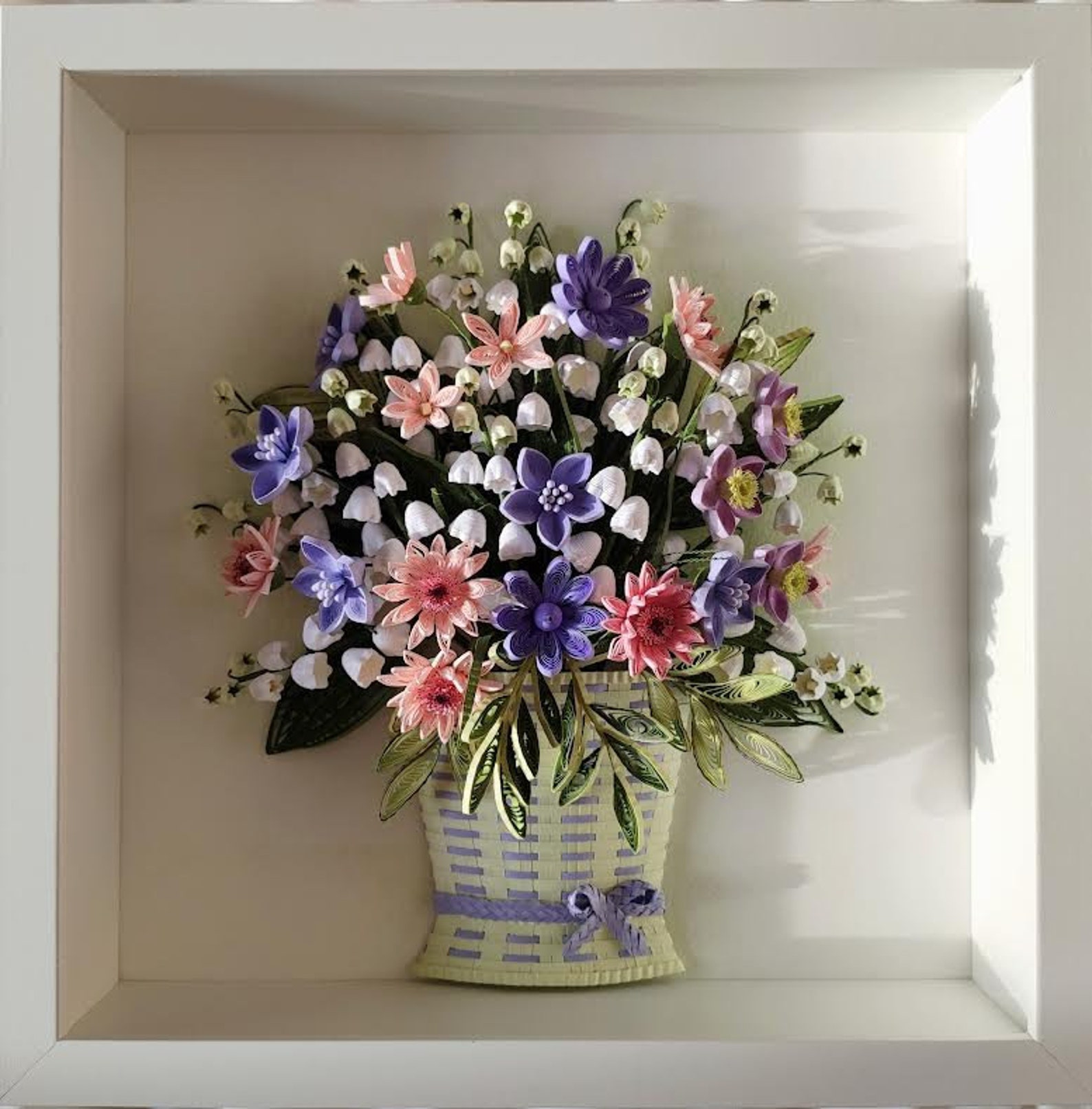3D Paper Quilling Spring Flowers in a Basket Lilies of the Etsy