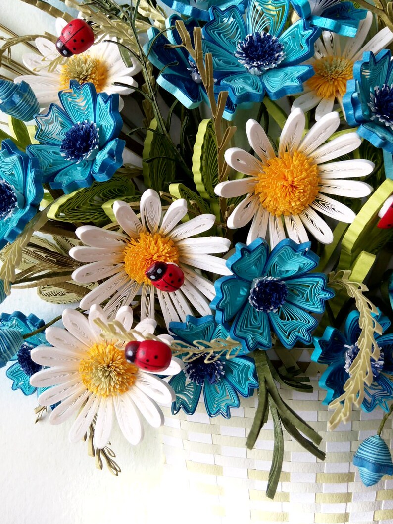 3D Paper Quilling Quilling Bouquet With Spring Flowers Etsy