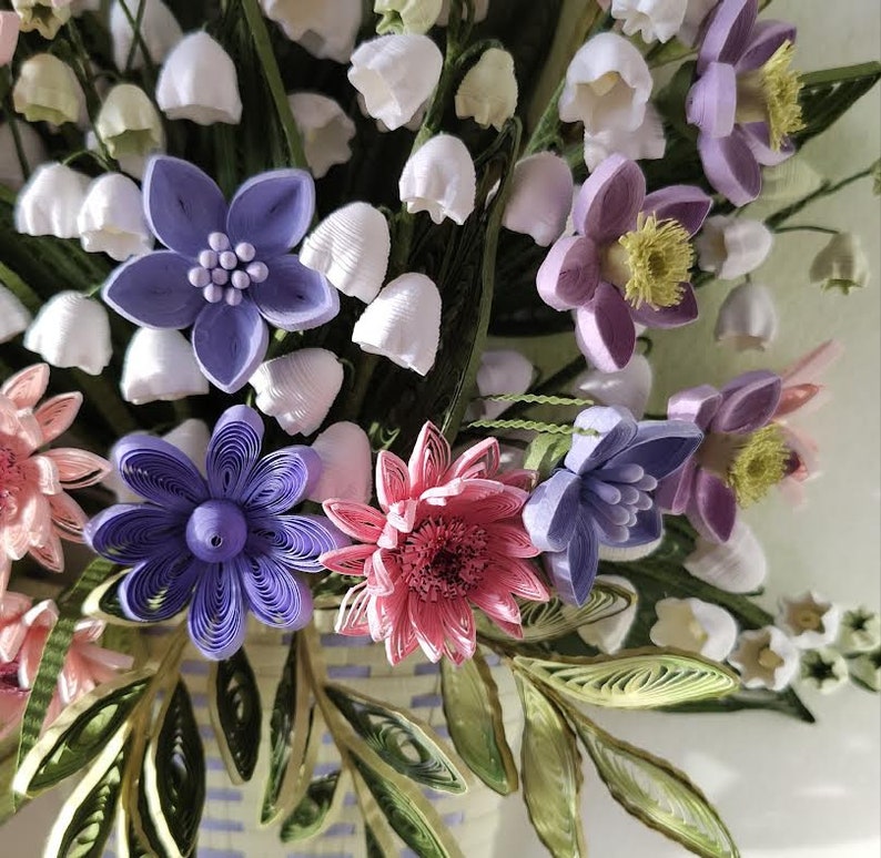3D Paper Quilling Spring Flowers in a Basket Lilies of the Etsy