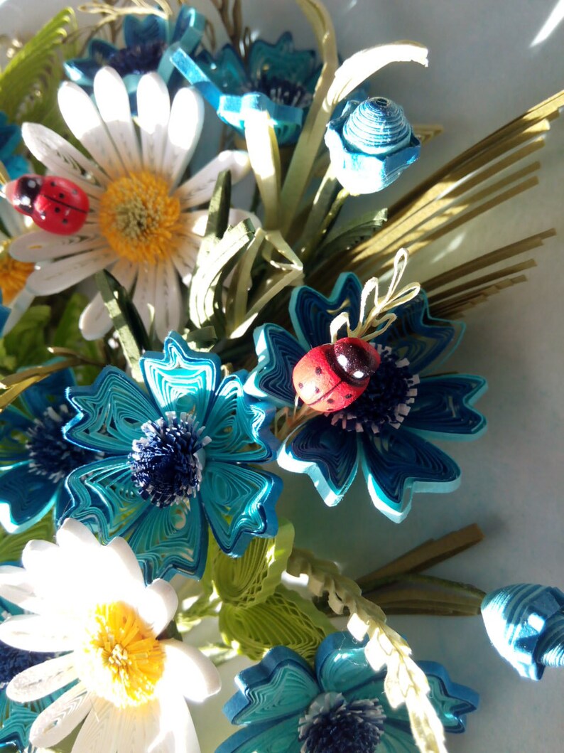 3D paper quilling quilling bouquet with spring flowers | Etsy