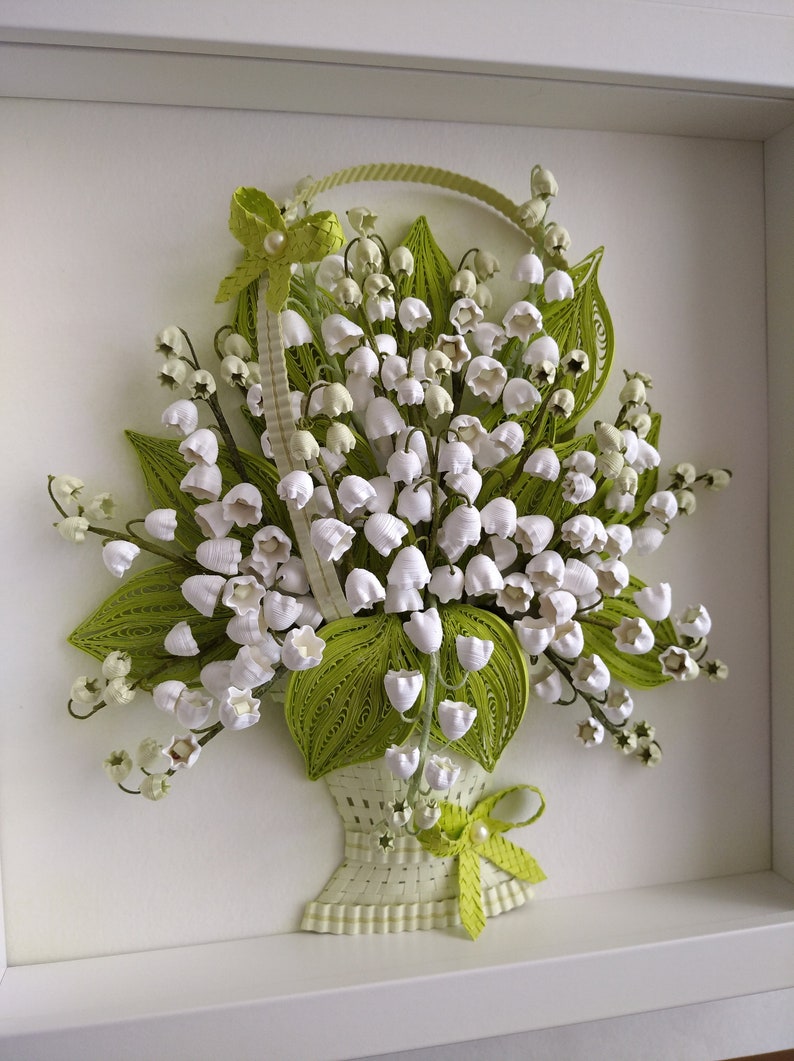 3D Quilling paper Lilies of the valley in a basket a gift Etsy