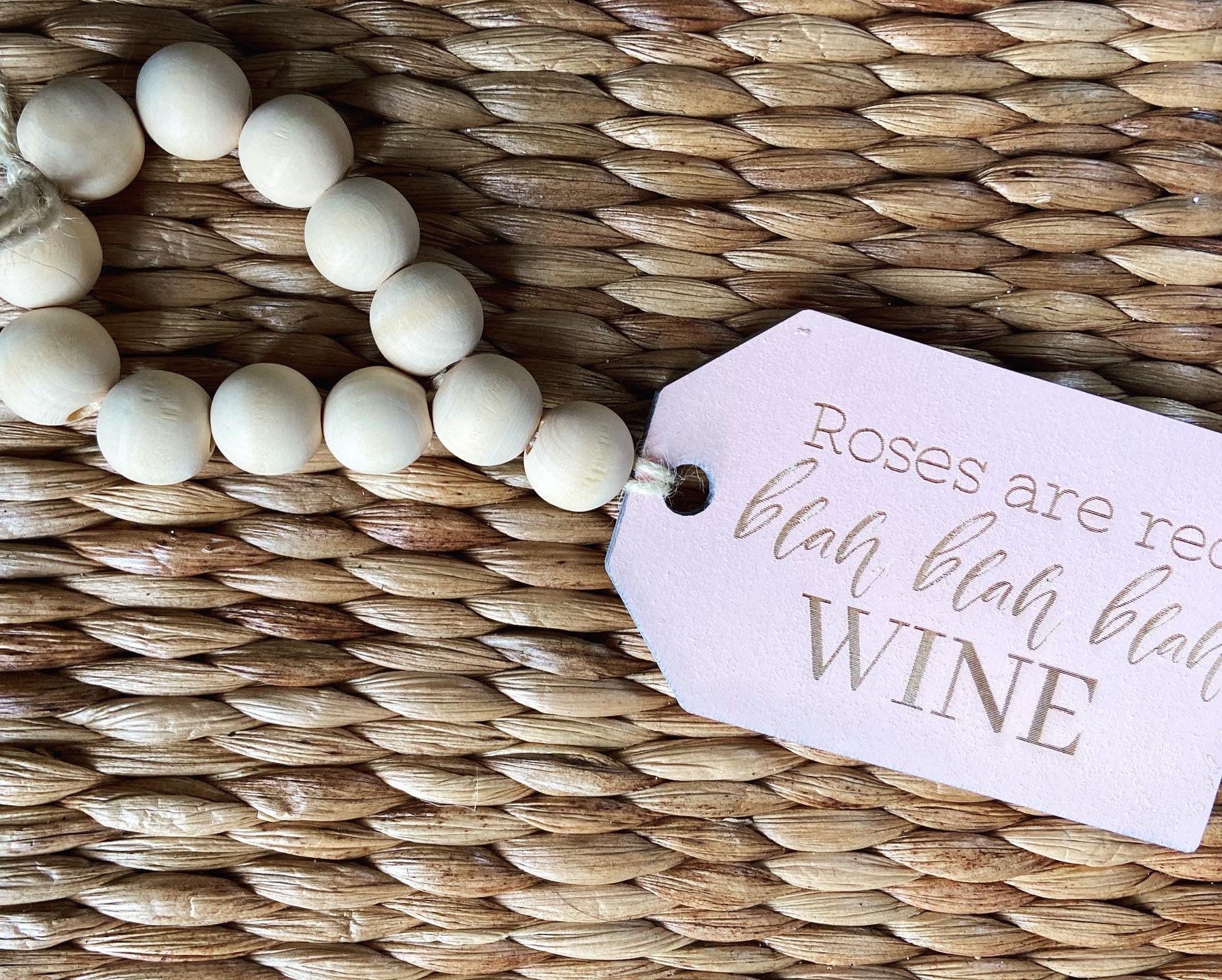 Wooden wine tags Valentines Day wine tags beaded wine tags Etsy