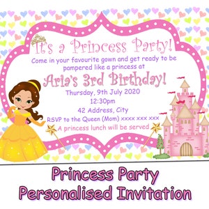 Prinzessin Party einladen (personalisiert) - digitale Datei