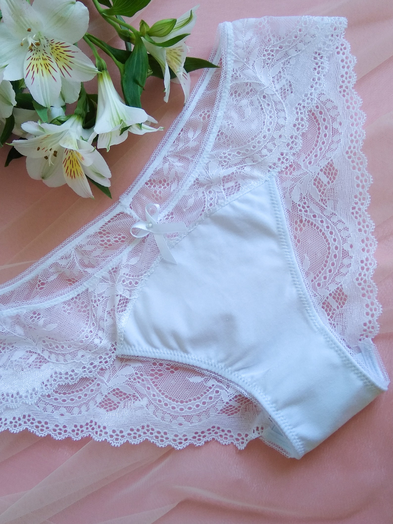 XS Panties women. Cotton and lace panties. Delicate lingerie. Etsy