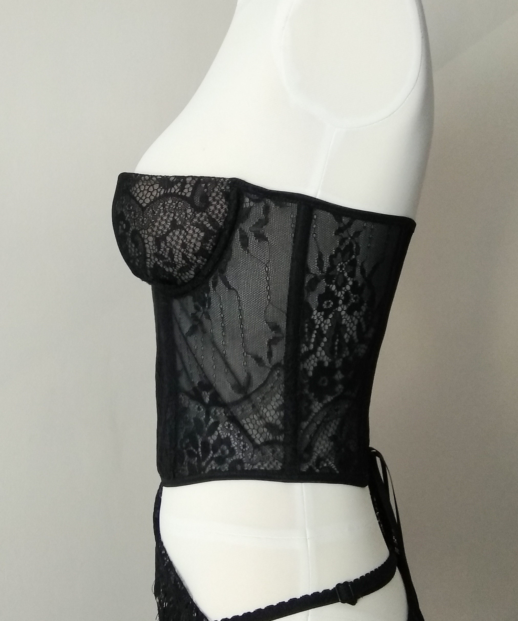 Black lace corset top. Bustier top. Underbust 2830 inches Etsy