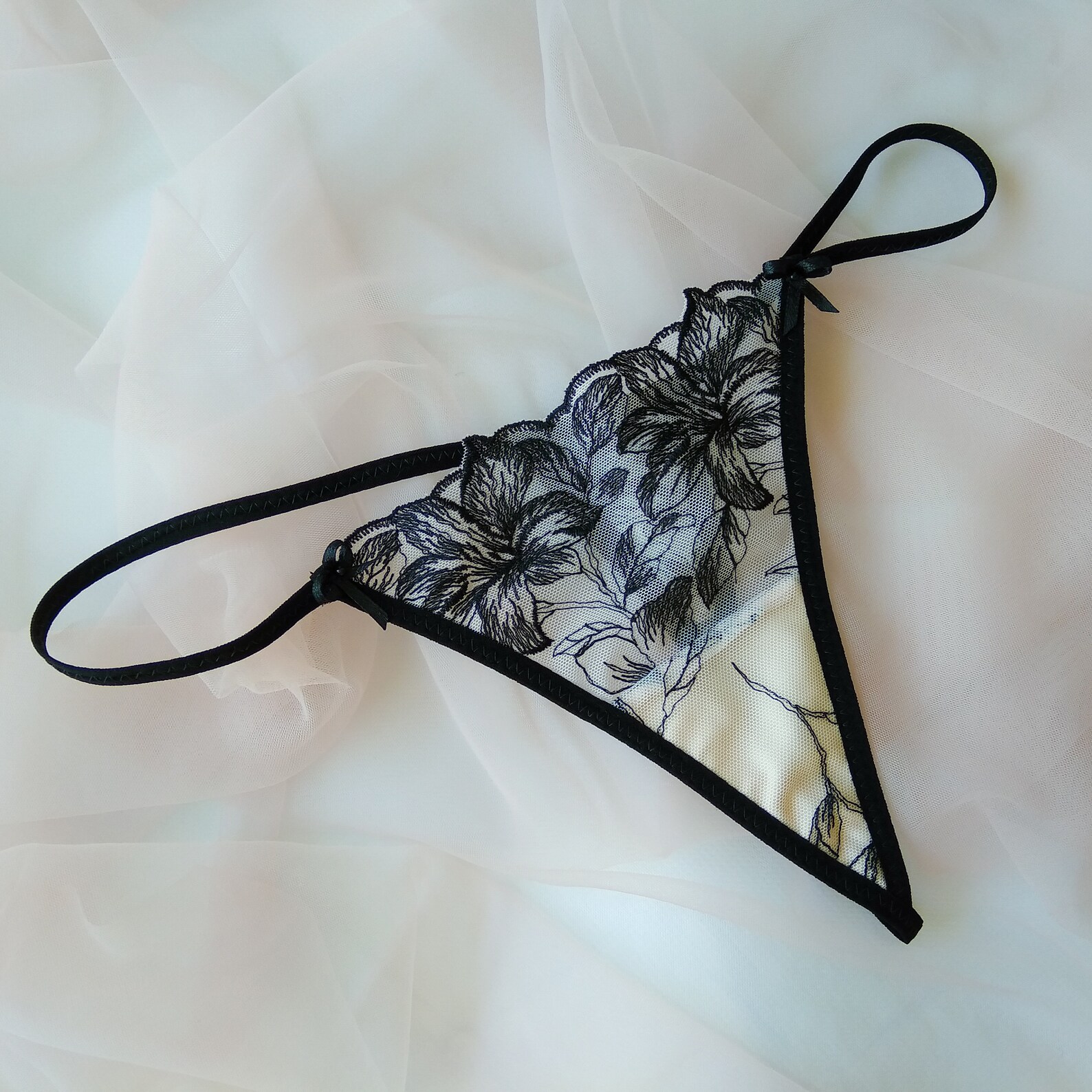 See through panties. Thong panties. Nude mesh with embroidery. | Etsy