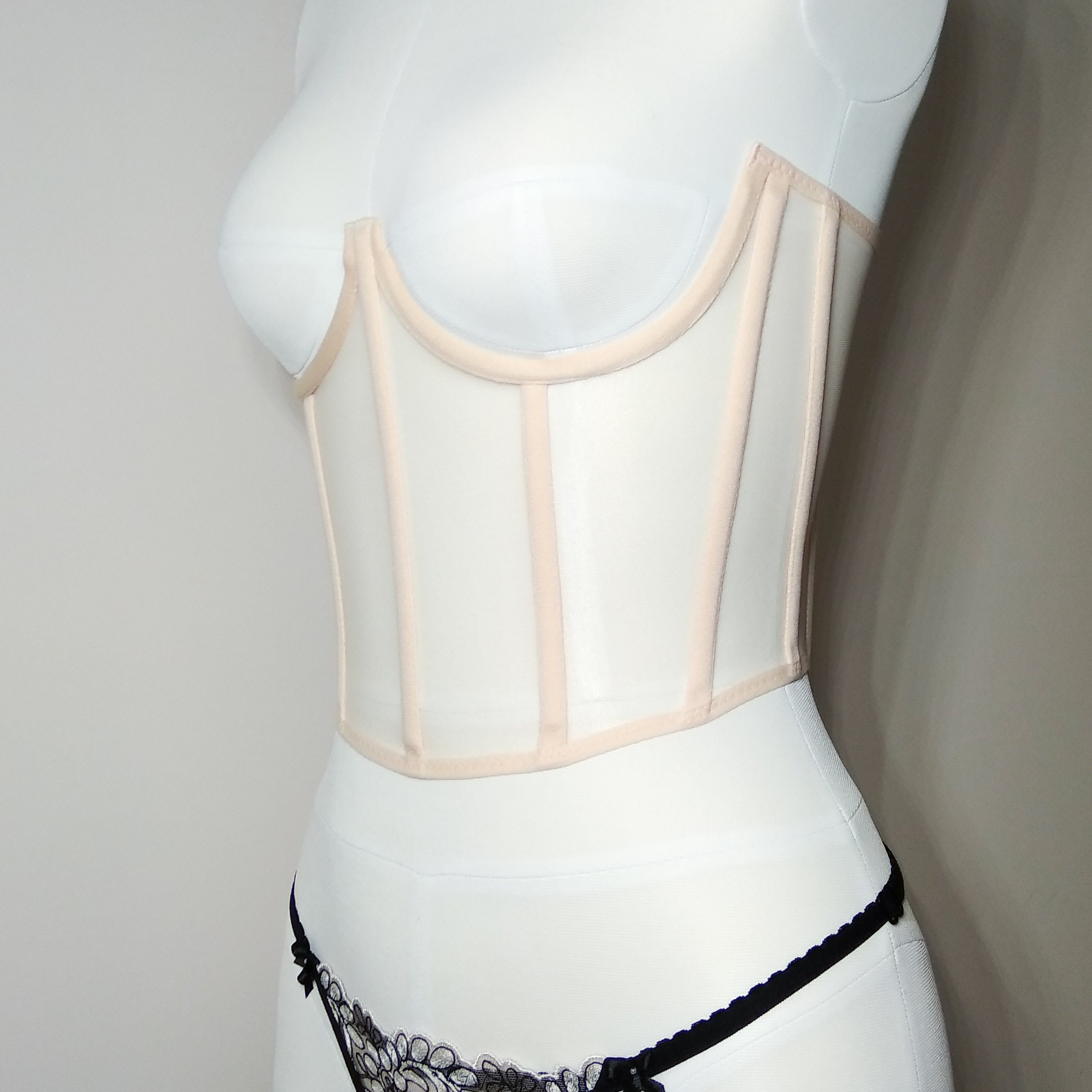 Sheer corset top. Short corset with open chest. Cupless Etsy