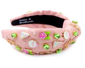 Pink Christmas Headband for Women, Nutcrackers, Santa, Sparkling Headband