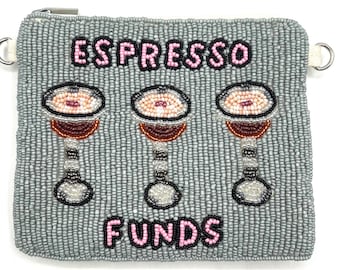 Espresso Martini Pouch Coin Purse, Cocktail Beaded Bag