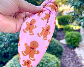 Pink Christmas Headband, Gingerbread Headband for Women and Girls